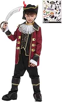 #2 ハロウィン コスチューム 海賊 フルセット Amazon.co.jp: Madrugada 海賊 キッズ 船長 衣装 ハイクラス